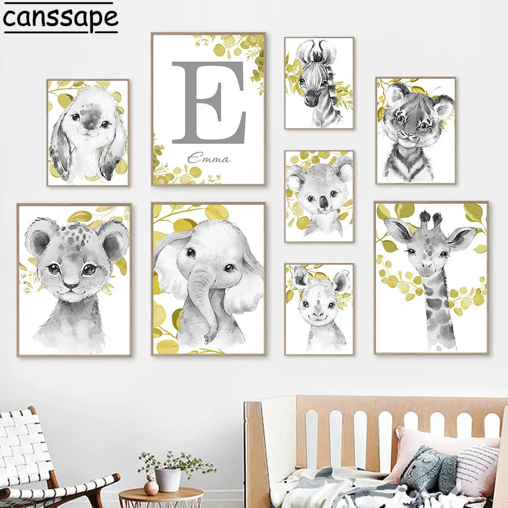 Elephant Lion Art Prints Custom Name Painting Yellow Leaves Wall Art Giraffe Print Pictures Nursery Wall Posters Baby Room Decor
Elephant Lion Art Prints Custom Name Painting Yellow Leaves Wall Art Giraffe Print Pictures Nursery Wall Posters Baby Room Decor