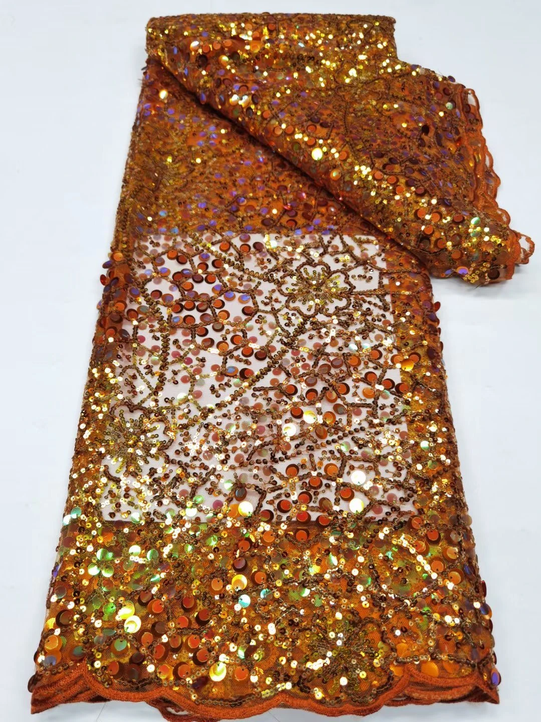 

Нигерийская кружевная ткань 5 размеров, модное кружево с блестками, свадебная Высококачественная африканская французская вышивка 2023, используется для свадебного портного qx0070
