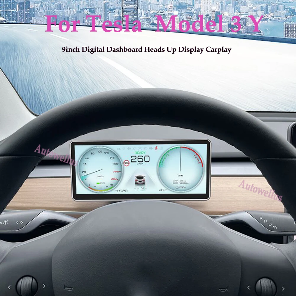 9-дюймовый цифровой приборной панели для Tesla Model 3 Y, Автомобильный дисплей Carplay Android для Tesla HUD Power Speed, автомобильные аксессуары
9-дюймовый цифровой приборной панели для Tesla Model 3 Y, Автомобильный дисплей Carplay Android для Tesla HUD Power Speed, автомобильные аксессуары