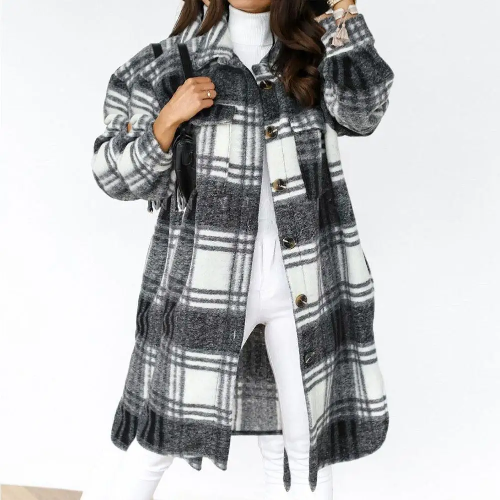 Autumn And Winter Warm Women Shirt Coat Fashion Plaid Casual Mid-length Single-breasted Turn Clothes Printing Collar Down C A6n0
Autumn And Winter Warm Women Shirt Coat Fashion Plaid Casual Mid-length Single-breasted Turn Clothes Printing Collar Down C A6n0