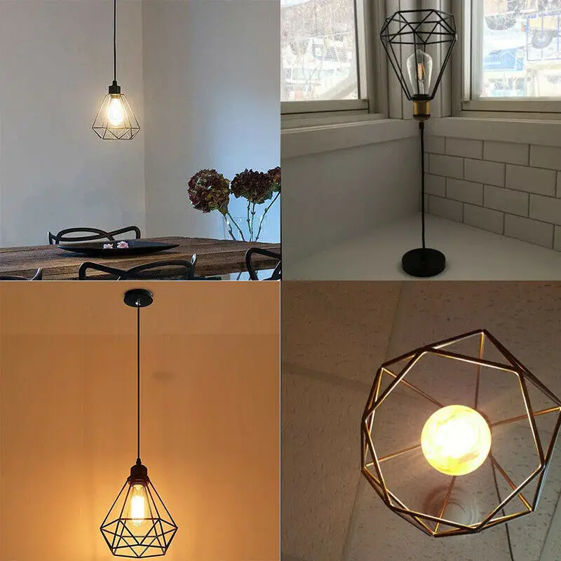 

Retro Industrial Pendant Light Lampshade Only Retro Edison Metal Wire Cage Shaped Hanging Pendant Light Lampshade Without Bulb