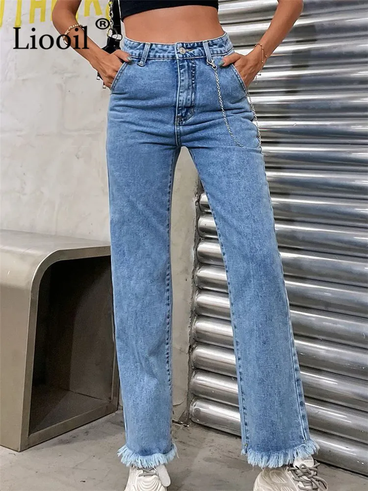Liooil Sexy High Waisted Tassel Jeans Women Bottoms Streetwear Blue Straight Leg Jean Pants With Pockets Casual Denim Trousers
Liooil Sexy High Waisted Tassel Jeans Women Bottoms Streetwear Blue Straight Leg Jean Pants With Pockets Casual Denim Trousers