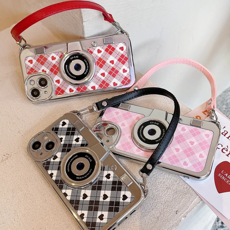 Fran-13G Lingge Love Electroplated Camera Phone Case for iPhone 14Pro MAX with Hand Rope for iPhone 11 12 13 14 Phone Case
Fran-13G Lingge Love Electroplated Camera Phone Case for iPhone 14Pro MAX with Hand Rope for iPhone 11 12 13 14 Phone Case