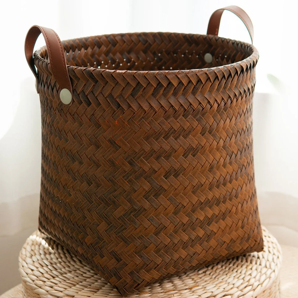 Rattan Storage Basket Hollow Sundry Container Plastic Bin Home Decorative Woven Pu Toy Containers 
Rattan Storage Basket Hollow Sundry Container Plastic Bin Home Decorative Woven Pu Toy Containers
