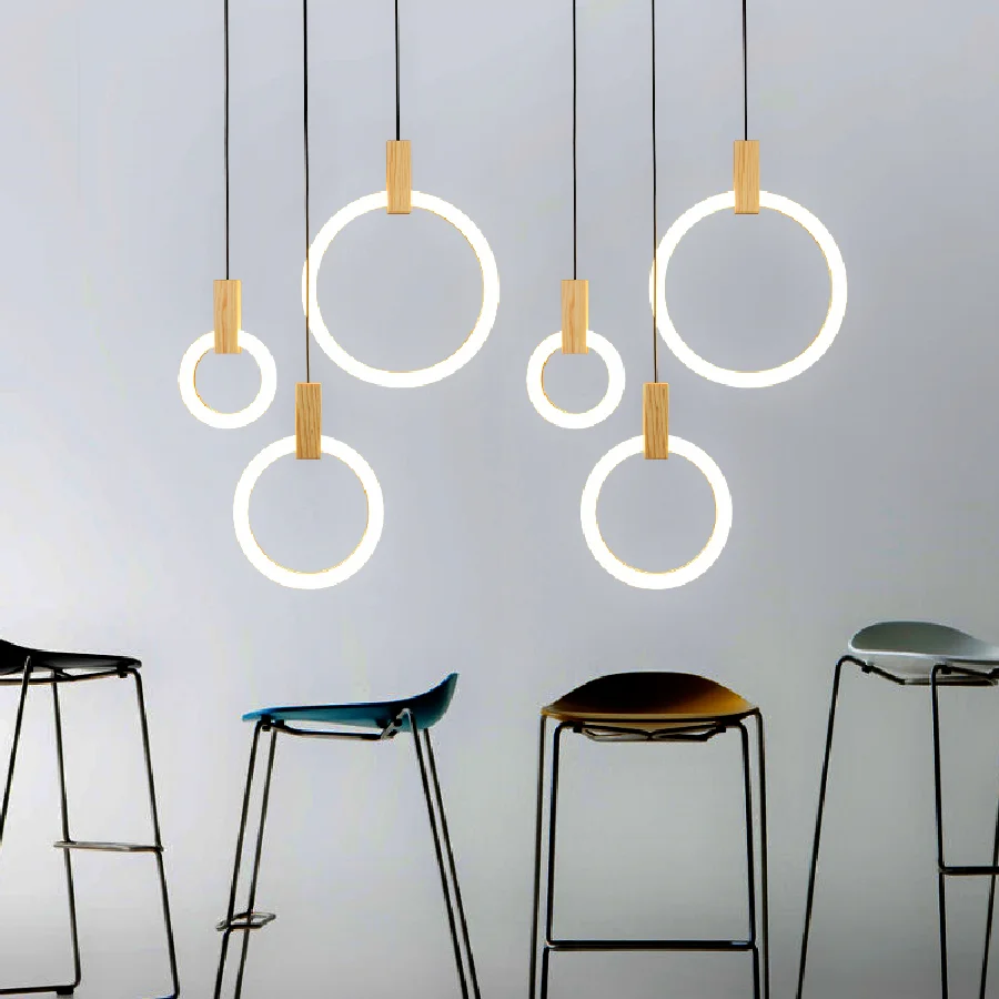 Simple rings LED hanging lights living room stairs dining room lighting fixtures Wooden luminaires pendant lamps
Simple rings LED hanging lights living room stairs dining room lighting fixtures Wooden luminaires pendant lamps