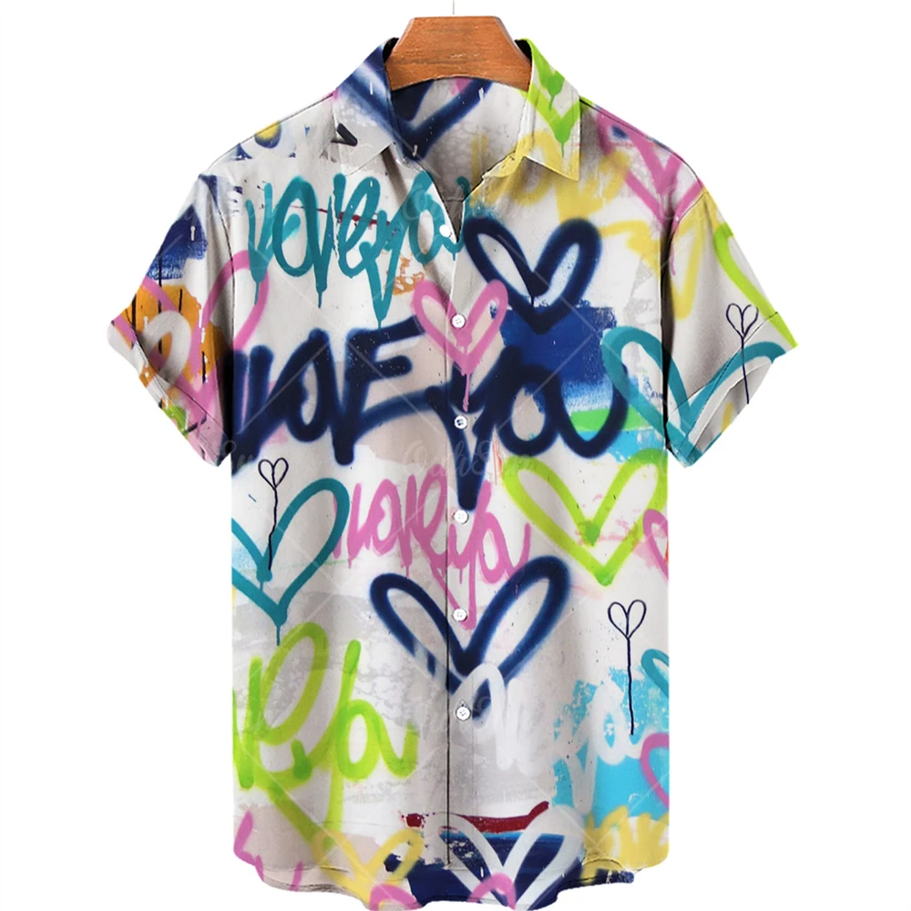 Summer Men's Shirt Hip Hop Graffiti Print Short Sleeve Street Fashion Lapel Button Up Shirts Harajuku Hawaiian Shirt Male Tops
Summer Men's Shirt Hip Hop Graffiti Print Short Sleeve Street Fashion Lapel Button Up Shirts Harajuku Hawaiian Shirt Male Tops