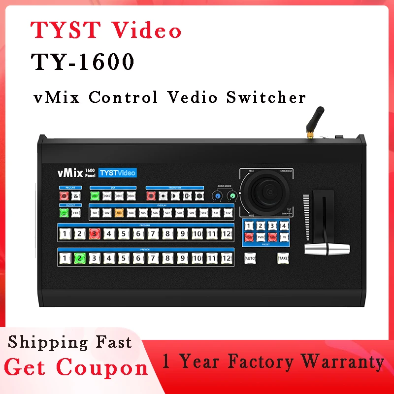 TYST Video TY-1600 vMix Control Vedio Switcher Panel Support Wireless Tally Light Function PTZ Remote Control
TYST Video TY-1600 vMix Control Vedio Switcher Panel Support Wireless Tally Light Function PTZ Remote Control