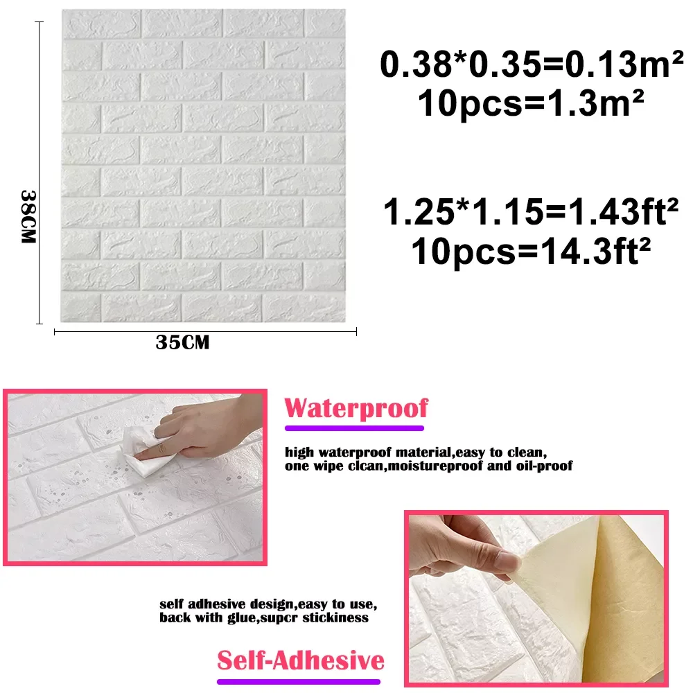 10 Pcs 3D Wall Stickers Self-Adhesive Imitation Brick Sticker Bedroom Decoration Waterproof Paper Brick Stone Wallpaper Hot Sale
10 Pcs 3D Wall Stickers Self-Adhesive Imitation Brick Sticker Bedroom Decoration Waterproof Paper Brick Stone Wallpaper Hot Sale
