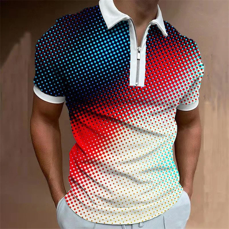 Factory Outlet Men's Polo Shirt Summer Hot Sale Lapel Zipper Short Sleeve T-Shirt Polyester Fabric Color 3D Printing Top
Factory Outlet Men's Polo Shirt Summer Hot Sale Lapel Zipper Short Sleeve T-Shirt Polyester Fabric Color 3D Printing Top
