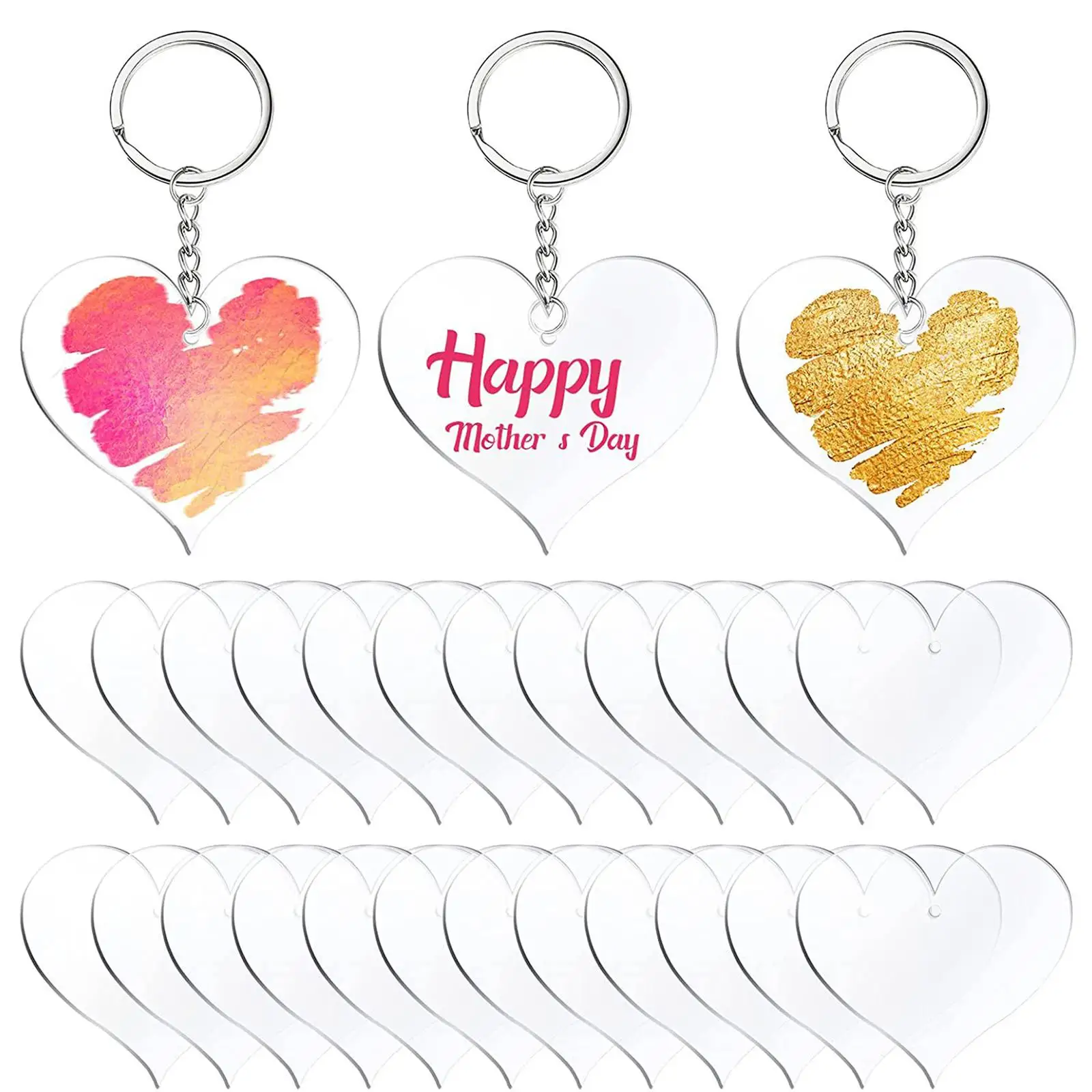 20x Heart-Shaped Clear Acrylic Keychain Blanks DIY Kit Ornament Supplies for Keychain Keyring Badges Projects Pendants
20x Heart-Shaped Clear Acrylic Keychain Blanks DIY Kit Ornament Supplies for Keychain Keyring Badges Projects Pendants