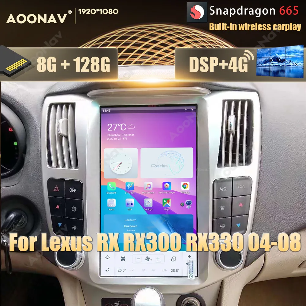 

11.8 Android Qualcomm Snapdragon Car Radio For Lexus RX RX300 RX330 RX350 RX400H 2004-2008 multimedia player carplay AndroidAuto