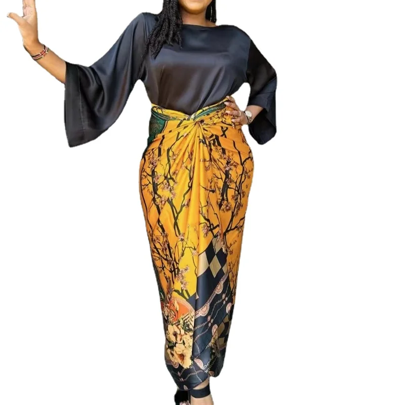 Summer Fashion Elegant Two Piece Set African Women Casual Loose Flare Sleeve Tshirt Lace-up Print Skirt Two Piece Set Women
Summer Fashion Elegant Two Piece Set African Women Casual Loose Flare Sleeve Tshirt Lace-up Print Skirt Two Piece Set Women