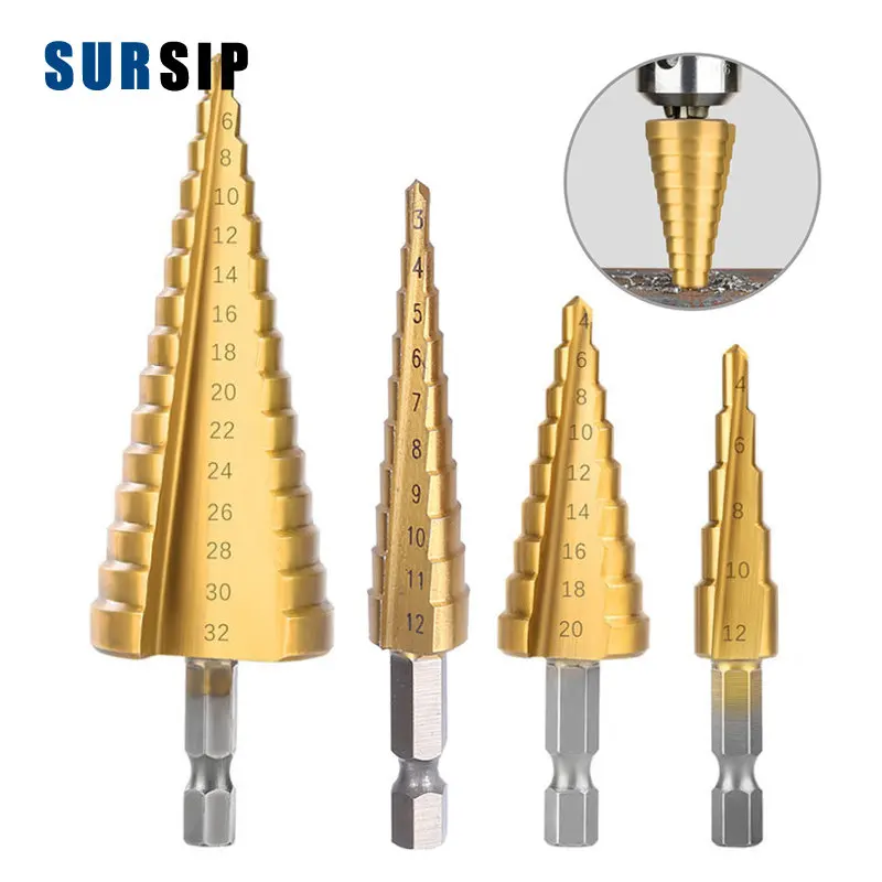 3-12mm 4-12mm 4-20mm 4-42mm HSS Straight Groove Step Drill Bit Set Titanium Coated Wood Metal Hole Cutter Core Drill Bit Tools
3-12mm 4-12mm 4-20mm 4-42mm HSS Straight Groove Step Drill Bit Set Titanium Coated Wood Metal Hole Cutter Core Drill Bit Tools