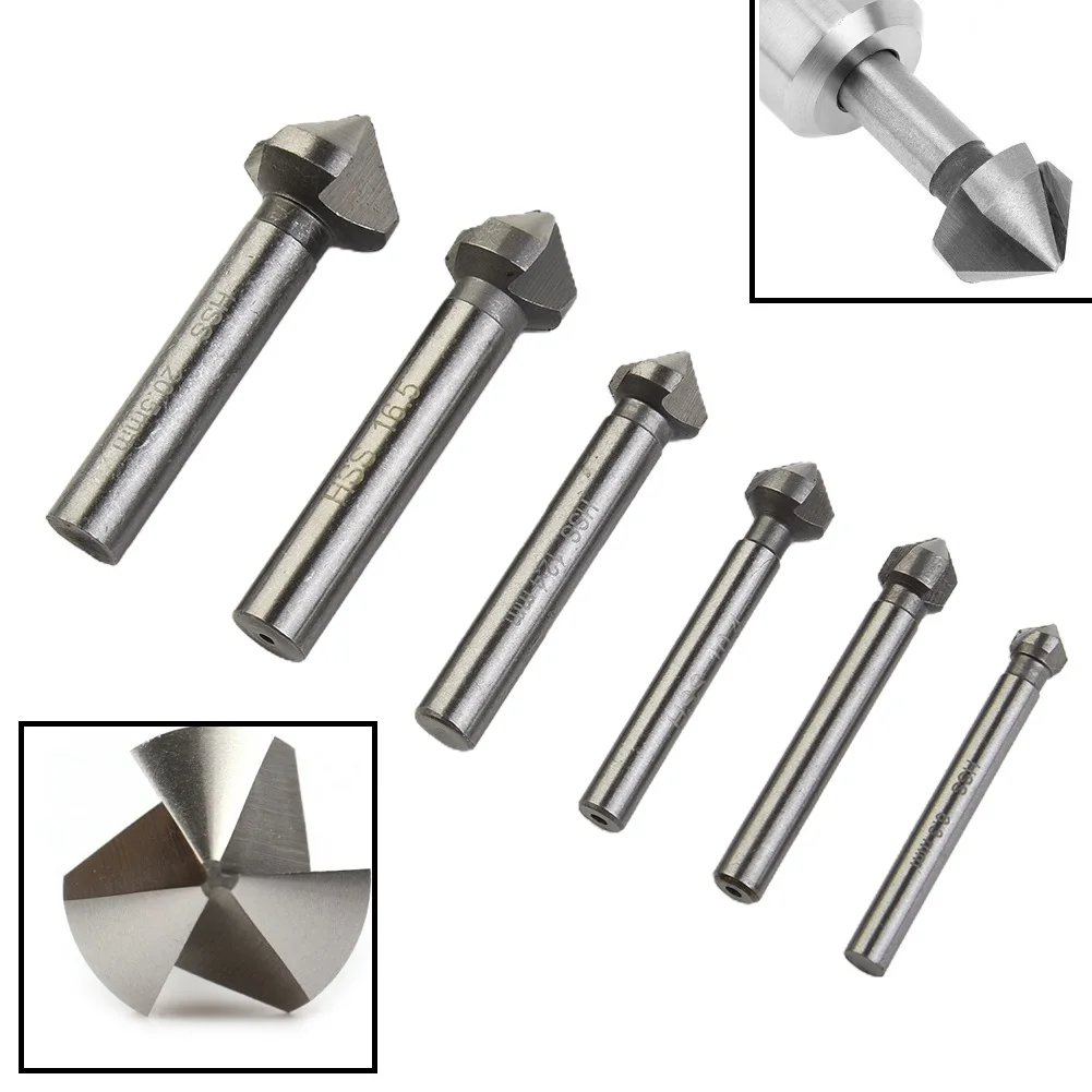6Pcs 3 Flute 90 Degree HSS Chamfering Cutter Countersink Drill Bit Chamfering Tools Wood Metal Chamfer Drill 6.3-20.5mm
6Pcs 3 Flute 90 Degree HSS Chamfering Cutter Countersink Drill Bit Chamfering Tools Wood Metal Chamfer Drill 6.3-20.5mm