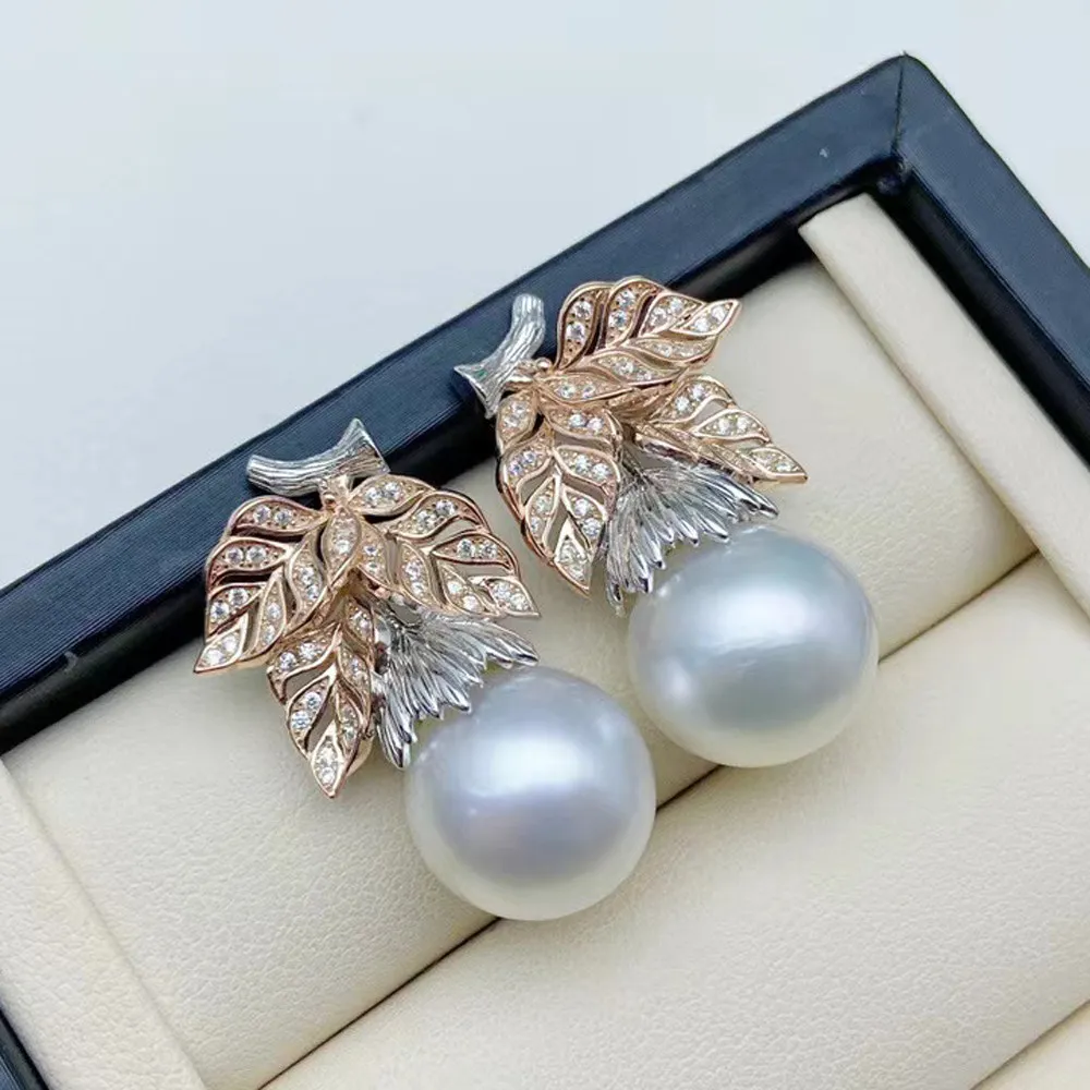 DIY pearl earrings accessories S925 sterling silver jewelry gorgeous concealer earrings empty holder Fit 11-15mm beads 
DIY pearl earrings accessories S925 sterling silver jewelry gorgeous concealer earrings empty holder Fit 11-15mm beads