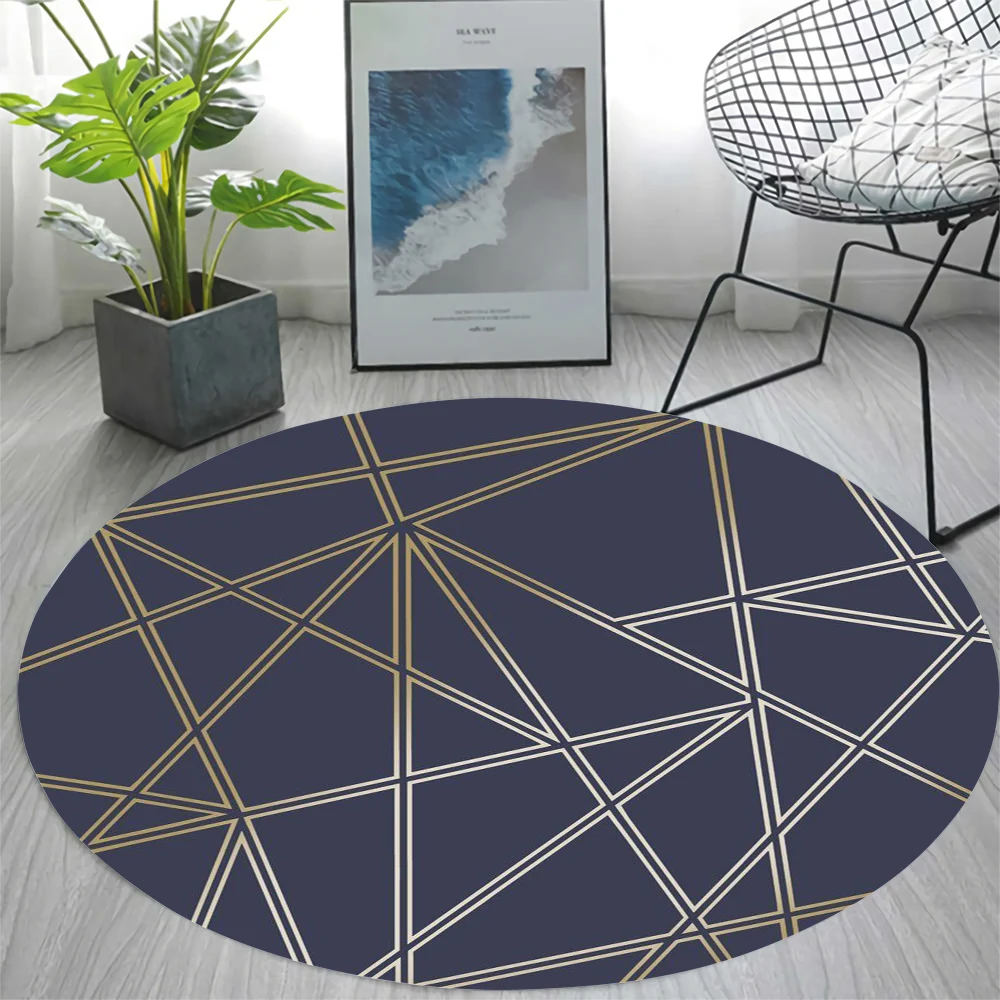 

CLOOCL Nordic Round Carpet Modern Geometry Graphics 3D Printed Flannel Area Rug Bedroom Modern Home Decoration Accessories