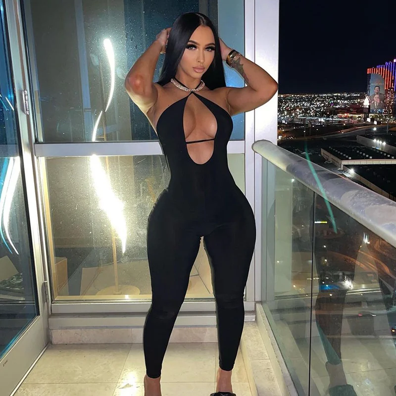 Women Halter Sexy Bodycon Jumpsuit Hollow Out Halter Backless Skinny Outfits for Women Summer Party Club Wear
Women Halter Sexy Bodycon Jumpsuit Hollow Out Halter Backless Skinny Outfits for Women Summer Party Club Wear
