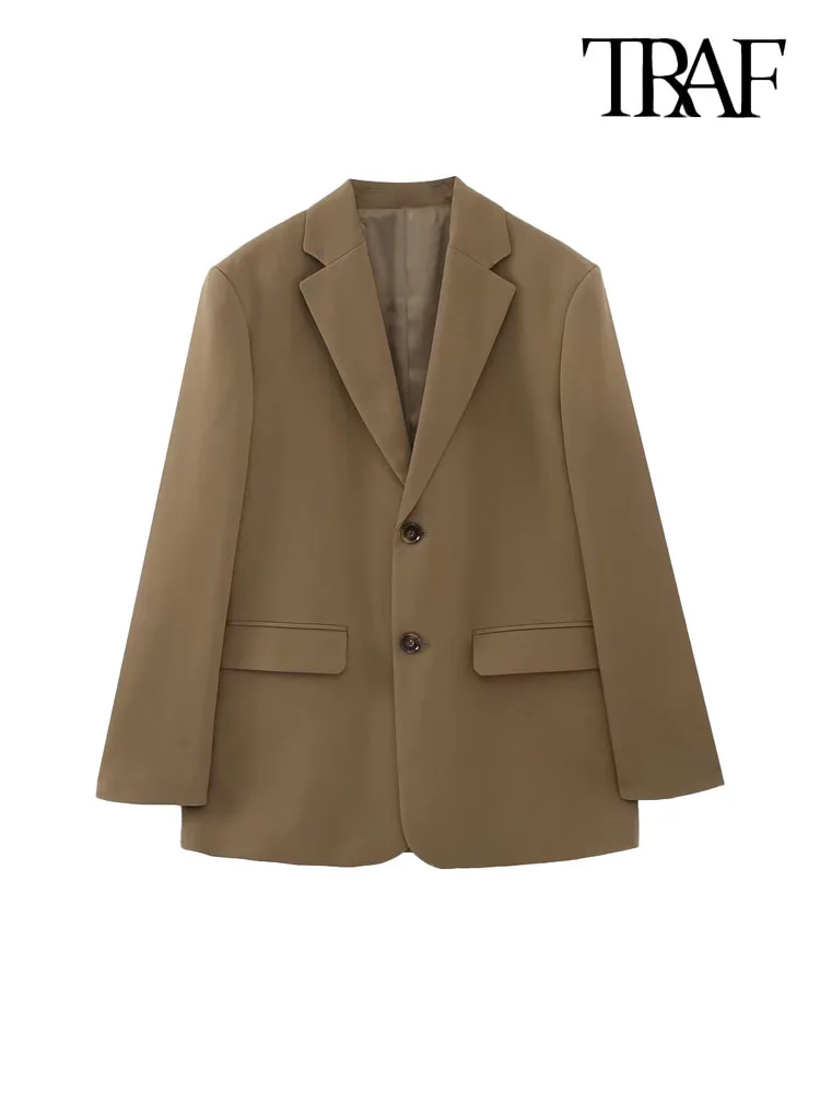 TRAF Women Fashion Front Button Oversized Blazer Coat Vintage Long Sleeve Flap Pockets Female Outerwear Chic Vestes Femmes
TRAF Women Fashion Front Button Oversized Blazer Coat Vintage Long Sleeve Flap Pockets Female Outerwear Chic Vestes Femmes