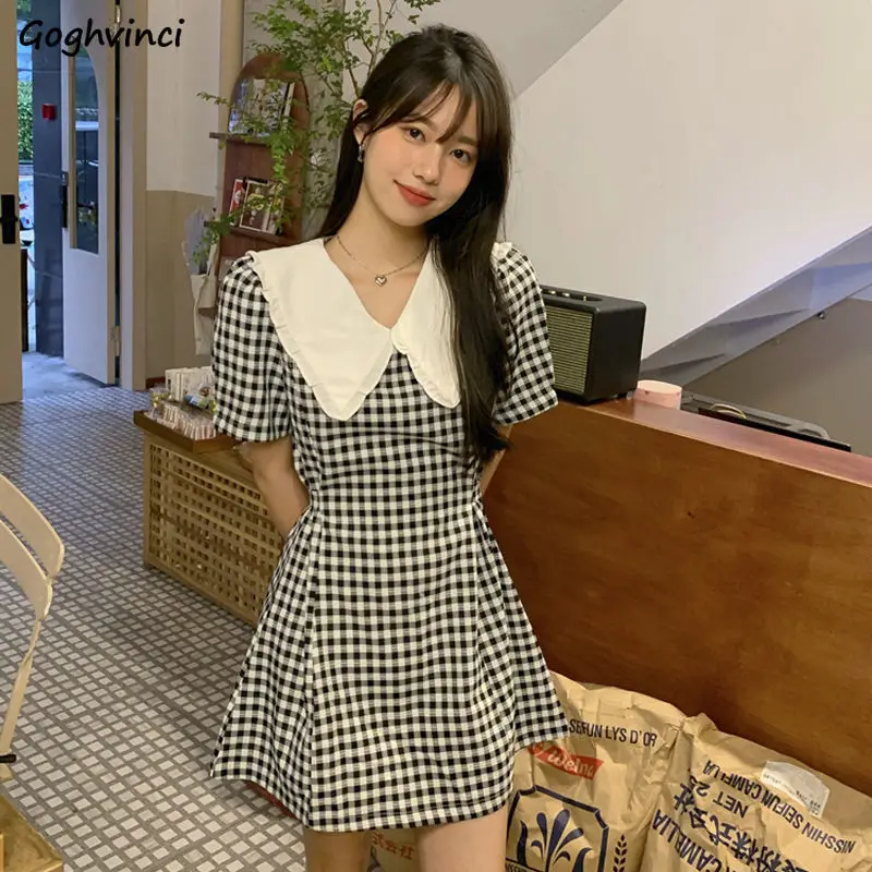 Short Sleeve Dress Women Mini High Waist A-line Peter Pan Collar Plaid Sweet Retro Classic Kawaii Ulzzang College Vestidos Ins
Short Sleeve Dress Women Mini High Waist A-line Peter Pan Collar Plaid Sweet Retro Classic Kawaii Ulzzang College Vestidos Ins