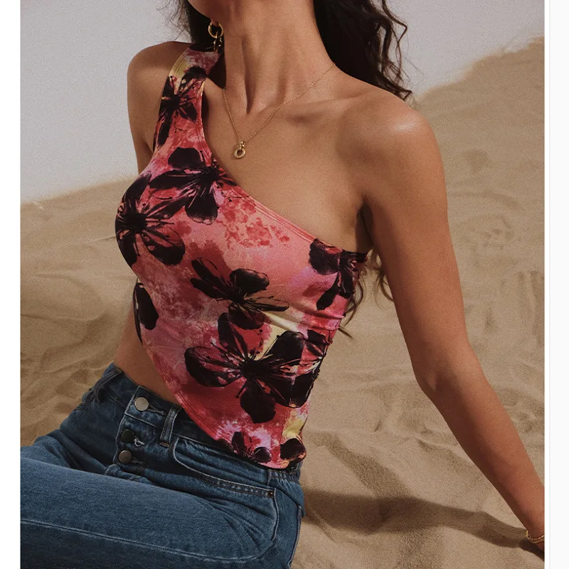 Oblique shoulder sexy fashion printed Yoga suit vest women's sports and fitness underwear with breast pad
Oblique shoulder sexy fashion printed Yoga suit vest women's sports and fitness underwear with breast pad