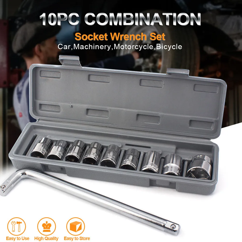 10Pcs Hexagon Wrench Socket Set 8mm-24mm Sleeve Head For Ratchet Spanner Auto Motorcycle Bicycle Machinery Hand Repair Kit
10Pcs Hexagon Wrench Socket Set 8mm-24mm Sleeve Head For Ratchet Spanner Auto Motorcycle Bicycle Machinery Hand Repair Kit