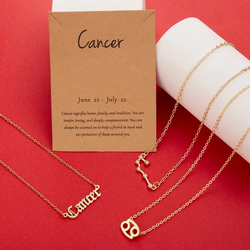 Fashione Zodiac Jewelry Creative Symbol Diamond Constellation Three-piece Necklace English Letter Diamonds Women's Neck Chain
Fashione Zodiac Jewelry Creative Symbol Diamond Constellation Three-piece Necklace English Letter Diamonds Women's Neck Chain