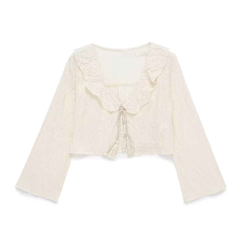 Summer New Women's V-neck Long-sleeved Ruffled Tie-back Shirt Thin Section Loose Casual Top Blouse
Summer New Women's V-neck Long-sleeved Ruffled Tie-back Shirt Thin Section Loose Casual Top Blouse