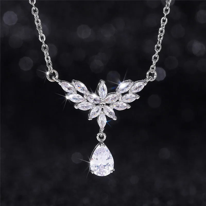 Ne'w Gorgeous Bridal Wedding Necklace Creative Teardrop CZ Pendant Delicate Women's Necklace for Party High Quality Jewelry
Ne'w Gorgeous Bridal Wedding Necklace Creative Teardrop CZ Pendant Delicate Women's Necklace for Party High Quality Jewelry