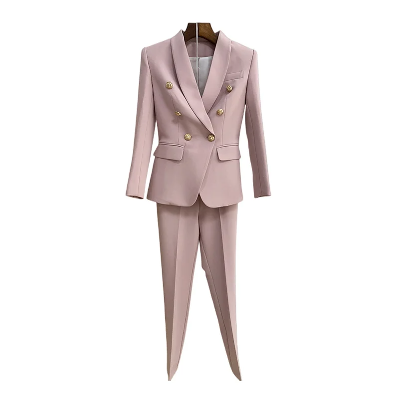 Office Ladies women's pantsuit Red Pink Business Classic Double-breasted Buttons Nine Blazer Pants Set Two Piece Formal Suits
Office Ladies women's pantsuit Red Pink Business Classic Double-breasted Buttons Nine Blazer Pants Set Two Piece Formal Suits