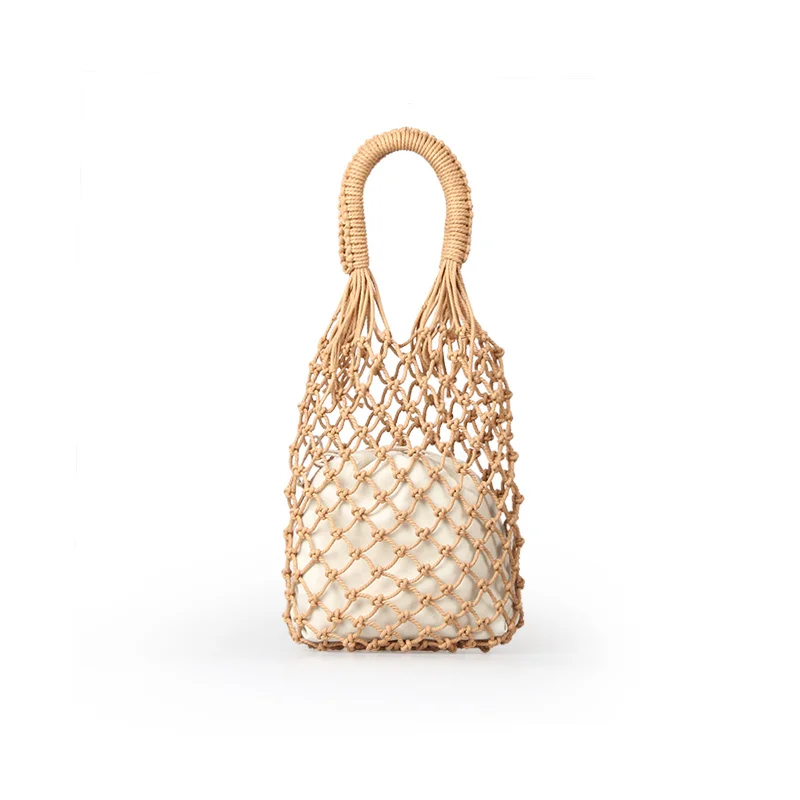 

INS Chic Summer Beach Bags Cotton Hollow Out Basket Composite Bag Leisure Straw Bag for Girls Women Handbags Mesh Rope Net Bags