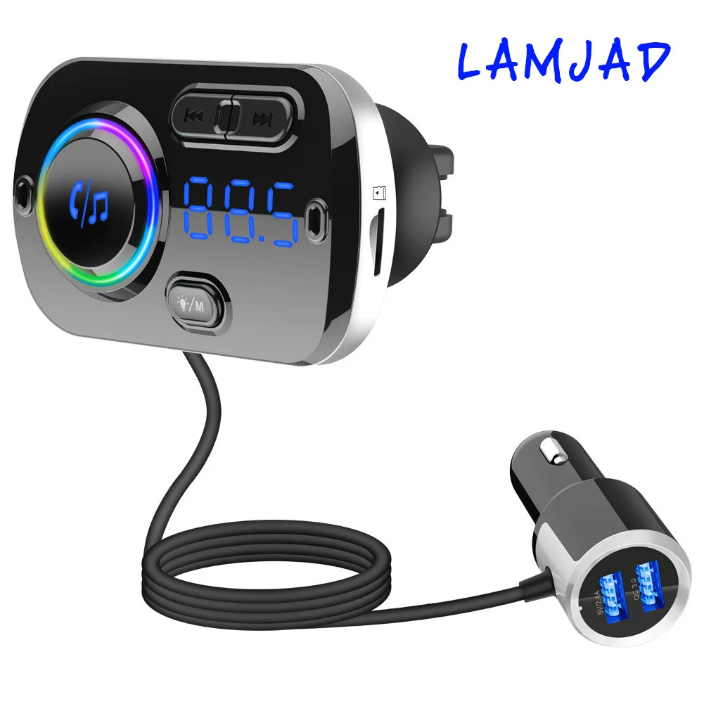 Автомобильный MP3-плеер, Bluetooth, FM-передатчик, беспроводной MP3-плеер с двумя USB-портами QC3.0, быстрое зарядное устройство, громкая связь, цветные а...
Автомобильный MP3-плеер, Bluetooth, FM-передатчик, беспроводной MP3-плеер с двумя USB-портами QC3.0, быстрое зарядное устройство, громкая связь, цветные а...