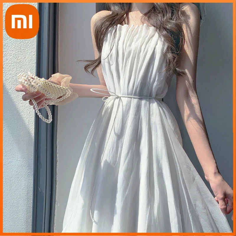 Xiaomi Summer Sleeveless Elegant Strap Dress Women Bandage Design Solid Thin Dress Piece Dress Korean Evening Party for Female
Xiaomi Summer Sleeveless Elegant Strap Dress Women Bandage Design Solid Thin Dress Piece Dress Korean Evening Party for Female