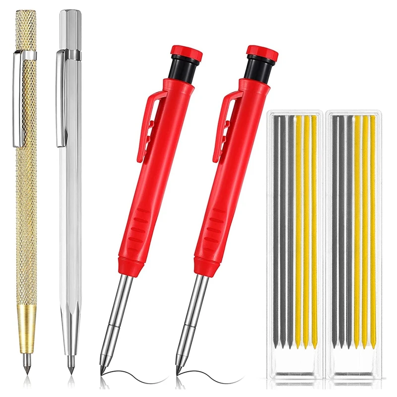 16 Pcs Carpenter's Scribe Marking Kit, 2 Mechanical Carpenter Pencils,2 Tungsten Carbide Tip Scriber And 12 Refills
16 Pcs Carpenter's Scribe Marking Kit, 2 Mechanical Carpenter Pencils,2 Tungsten Carbide Tip Scriber And 12 Refills