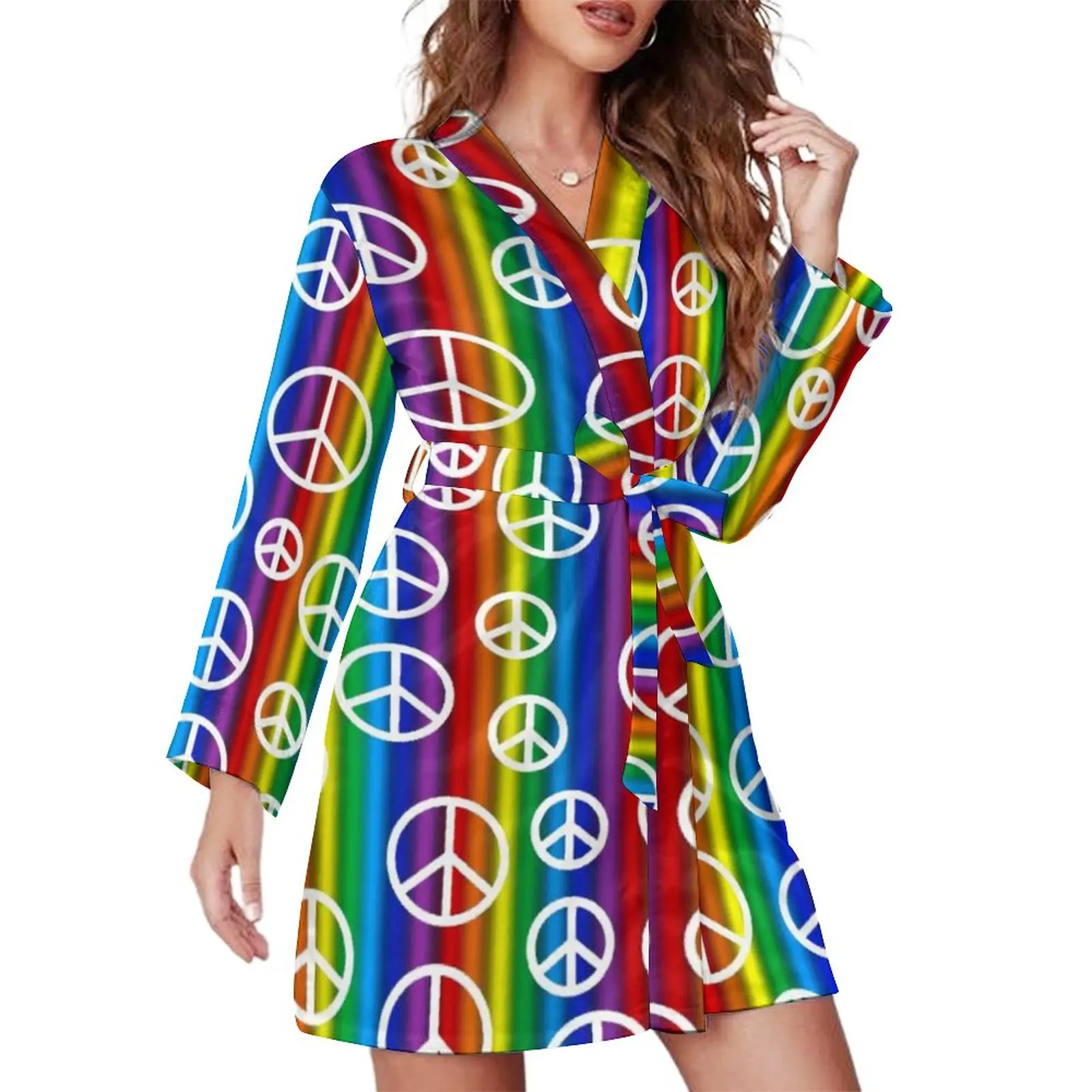 Пижамный халат Peace Signs Женский, халаты в радужную полоску с длинным рукавом, повседневная одежда для сна с V-образным вырезом, весенние платья...
Пижамный халат Peace Signs Женский, халаты в радужную полоску с длинным рукавом, повседневная одежда для сна с V-образным вырезом, весенние платья...