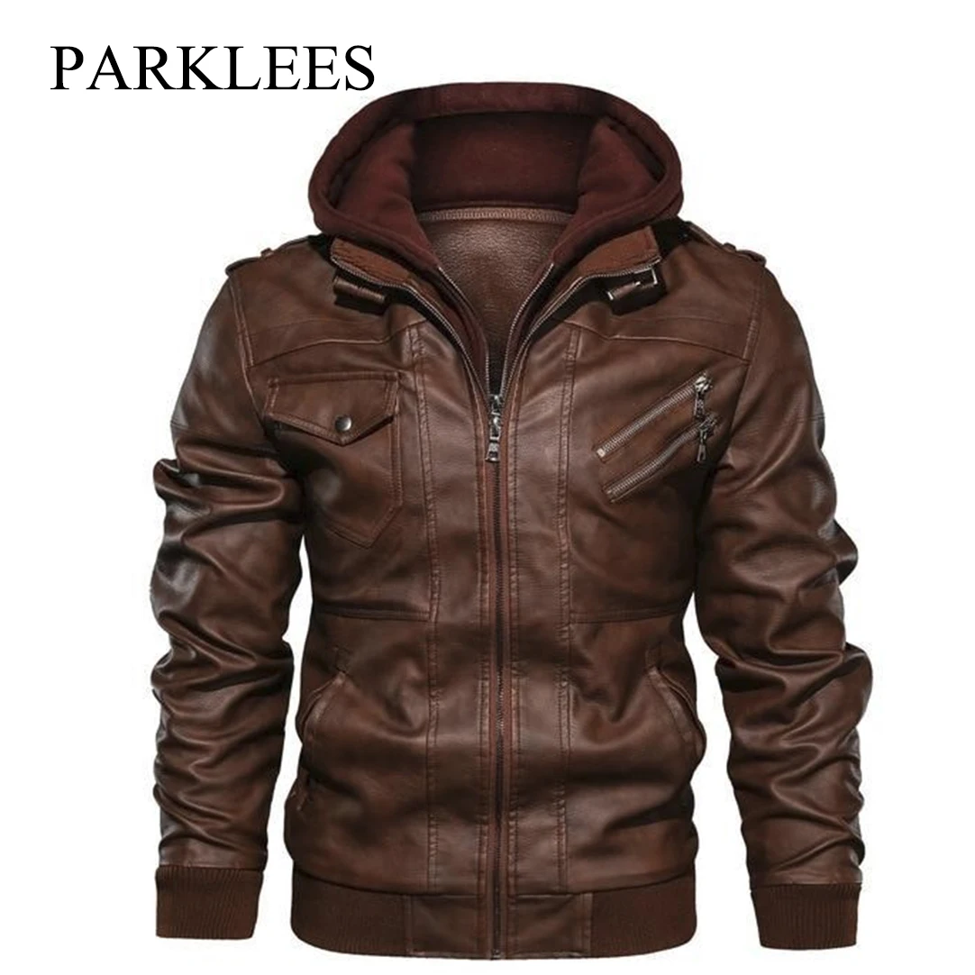 Parklees Men Removable Hood Leather Jacket Vintage Faux PU Leather Motorcycle Jacket Coat Autumn New Zipper Outwear Chaqueta 3XL
Parklees Men Removable Hood Leather Jacket Vintage Faux PU Leather Motorcycle Jacket Coat Autumn New Zipper Outwear Chaqueta 3XL