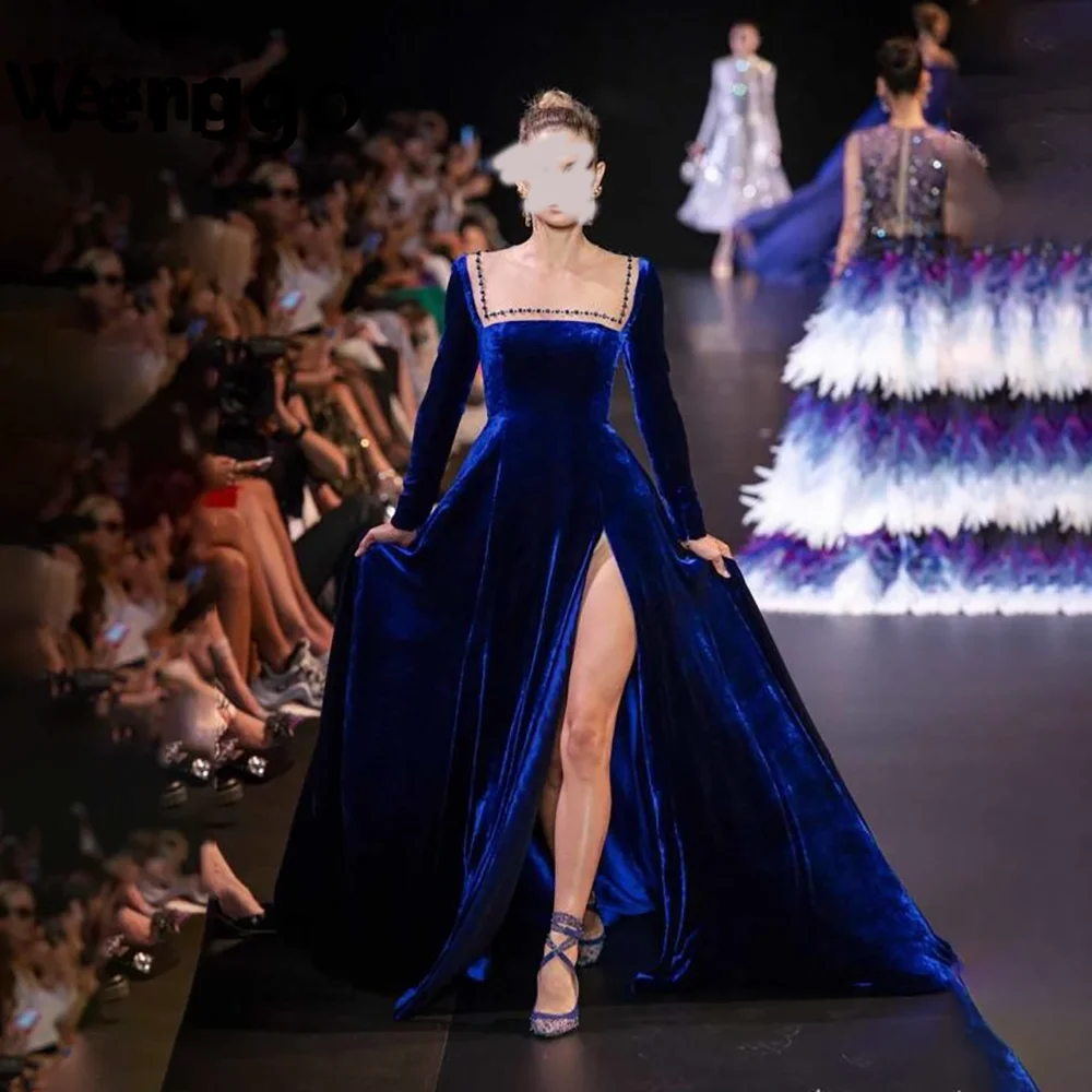 Verngo Dark Blue Square Collar Long Party Dress Side Slit Winter Dress For Prom Sequined A Line Velvet Evening Gown
Verngo Dark Blue Square Collar Long Party Dress Side Slit Winter Dress For Prom Sequined A Line Velvet Evening Gown