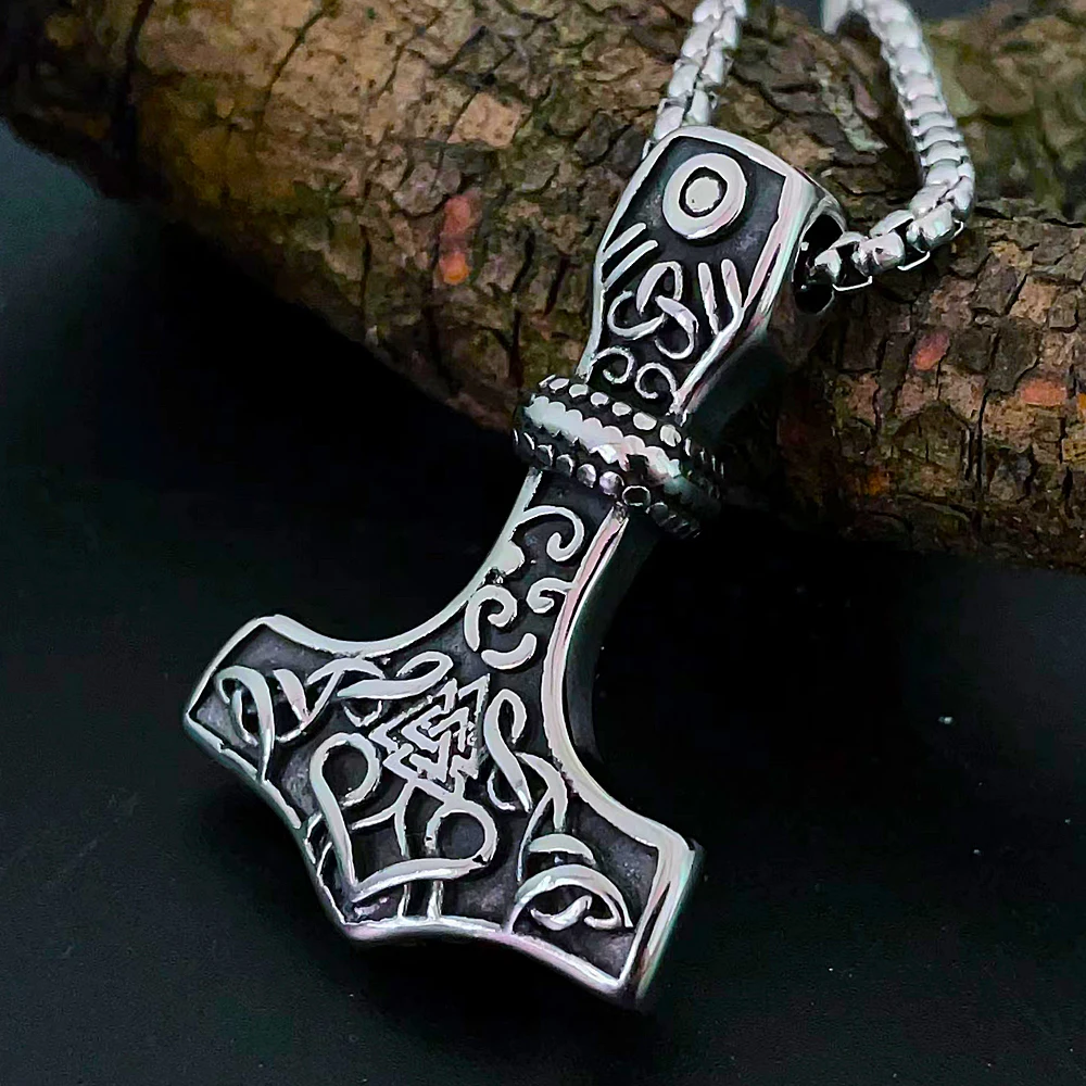 Vintage Viking Valknut Thor Hammer Pendant Necklace Stainless Steel Norse Celtic Necklace For Men Amulet Accessories Wholesale
Vintage Viking Valknut Thor Hammer Pendant Necklace Stainless Steel Norse Celtic Necklace For Men Amulet Accessories Wholesale