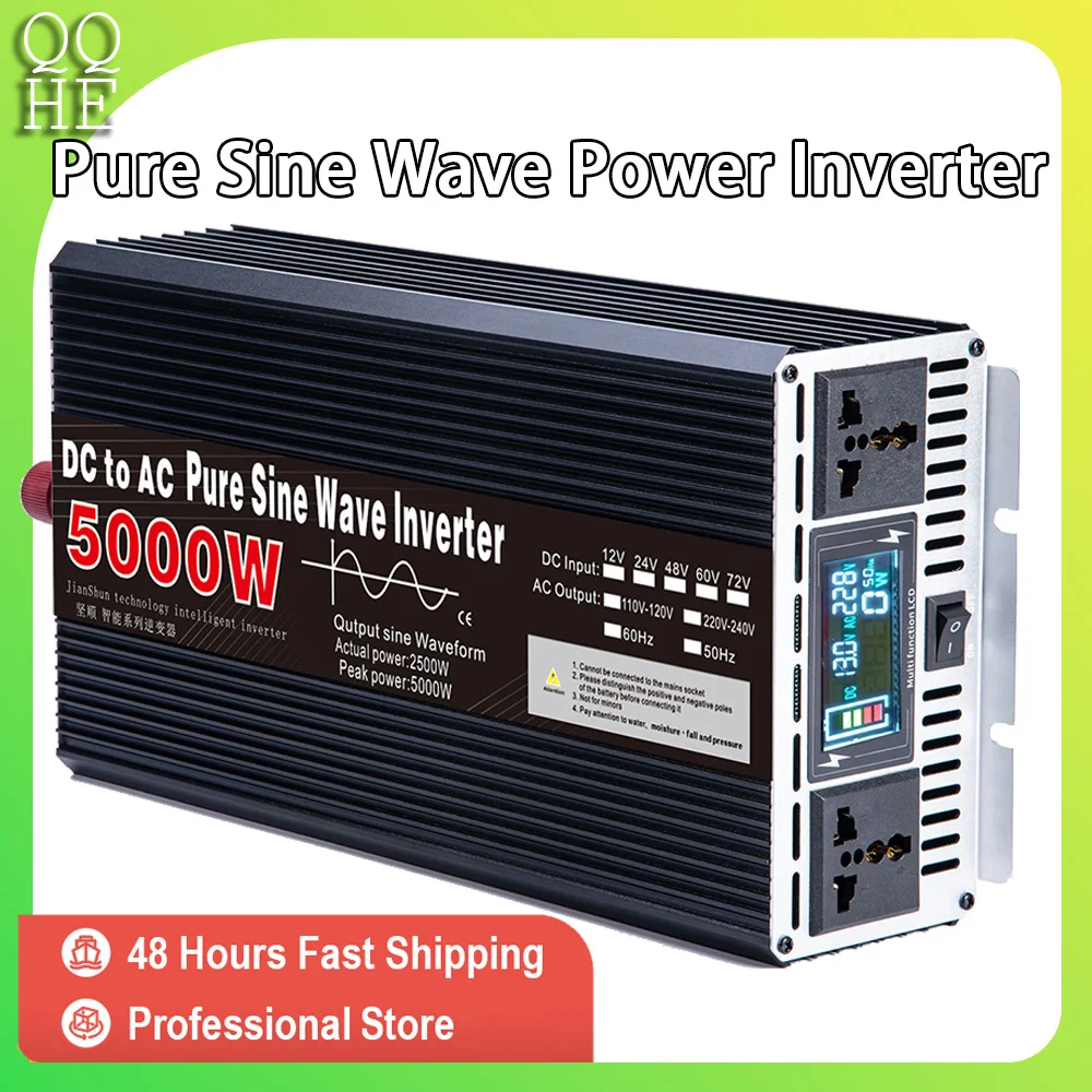 Pure Sine Wave Power Inverter DC 12v To AC 220v 5000W LED Display Voltage Converter Transformer Emergency Home Outdoor Supply
Pure Sine Wave Power Inverter DC 12v To AC 220v 5000W LED Display Voltage Converter Transformer Emergency Home Outdoor Supply