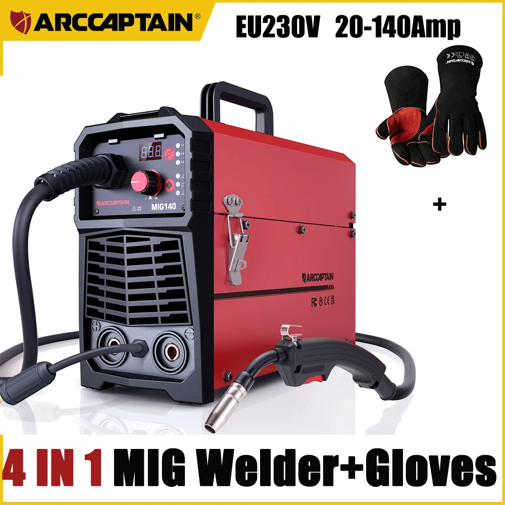 ARCCAPTAIN Welder Gloves Mask Apron and 4 in 1 Welding Machine 140Amp Flux Cored Gasless MIG Gas MMA Lift TIG For Soldering
ARCCAPTAIN Welder Gloves Mask Apron and 4 in 1 Welding Machine 140Amp Flux Cored Gasless MIG Gas MMA Lift TIG For Soldering