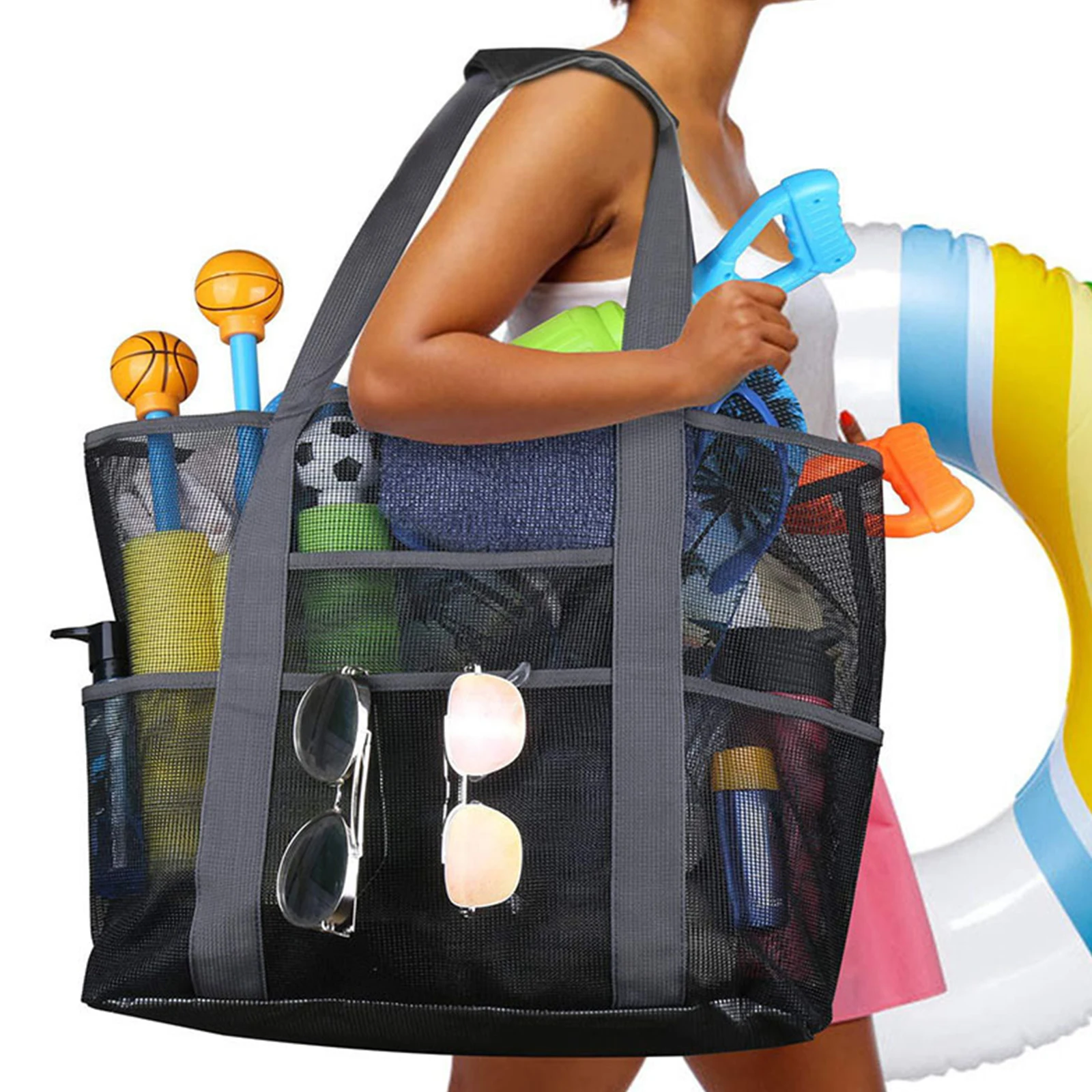 PVC Beach Bag Black Large Net Bags for Summer Travelling Holiday Camping Accessories Women and Mens Backpack Organiser
PVC Beach Bag Black Large Net Bags for Summer Travelling Holiday Camping Accessories Women and Mens Backpack Organiser