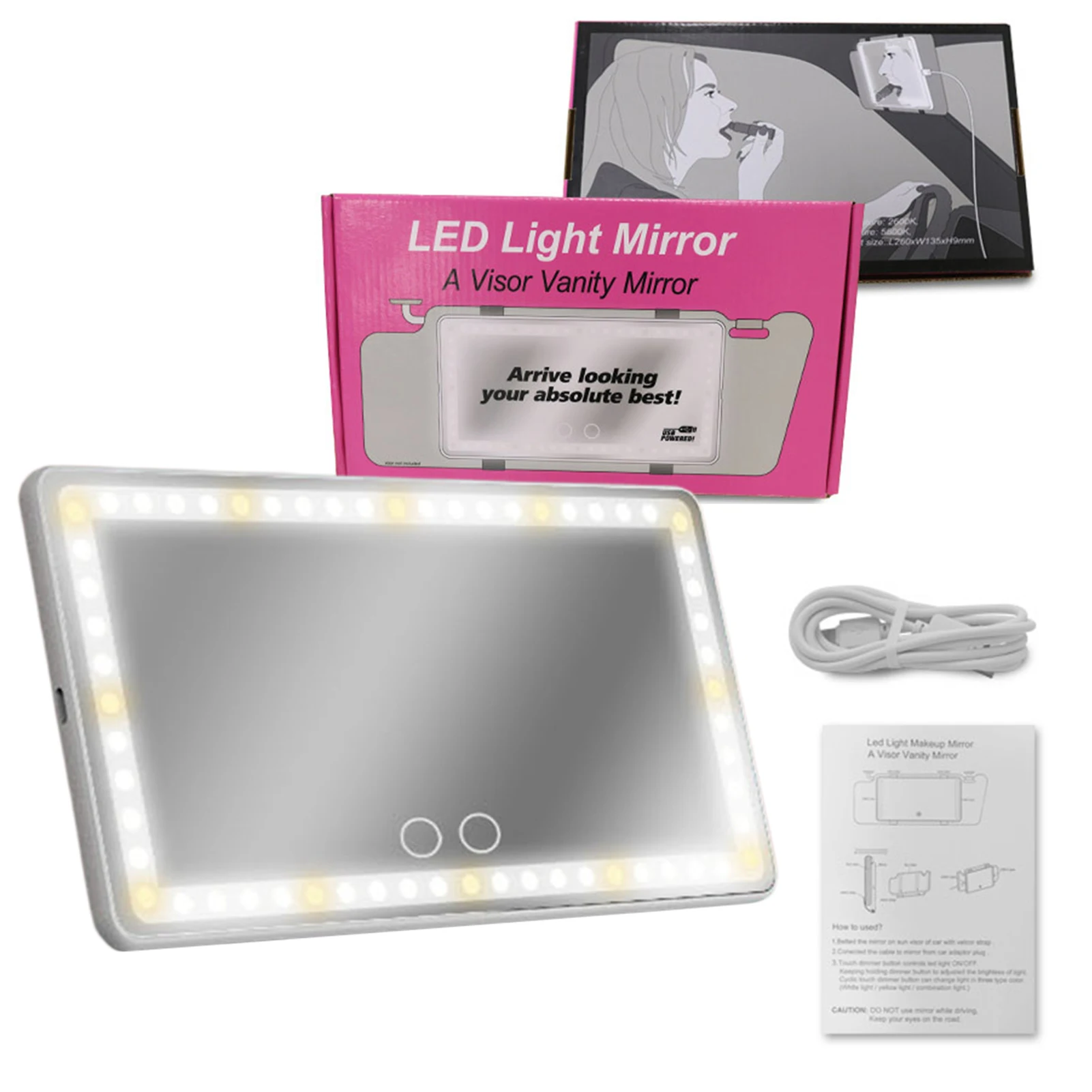 20PCS Car Vanity Mirror Auto Makeup Mirror With LED Light Rechargeable Car Cosmetic Mirror With TouchScreen For Car Interior
20PCS Car Vanity Mirror Auto Makeup Mirror With LED Light Rechargeable Car Cosmetic Mirror With TouchScreen For Car Interior