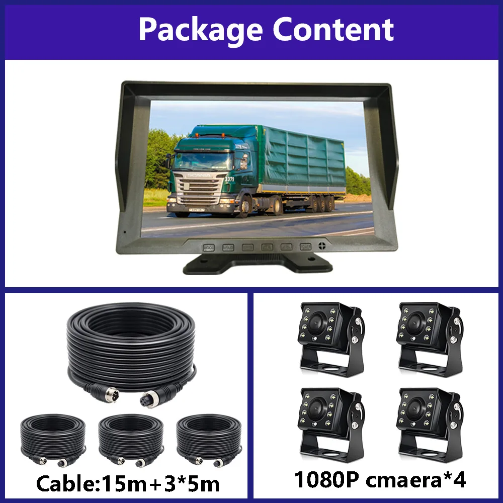 10,1-дюймовая 4-канальная система резервной камеры для грузовика, автомобильный видеорегистратор с камерой ночного видения AHD 1080P для грузовиков/автобусов/фургонов 
10,1-дюймовая 4-канальная система резервной камеры для грузовика, автомобильный видеорегистратор с камерой ночного видения AHD 1080P для грузовиков/автобусов/фургонов