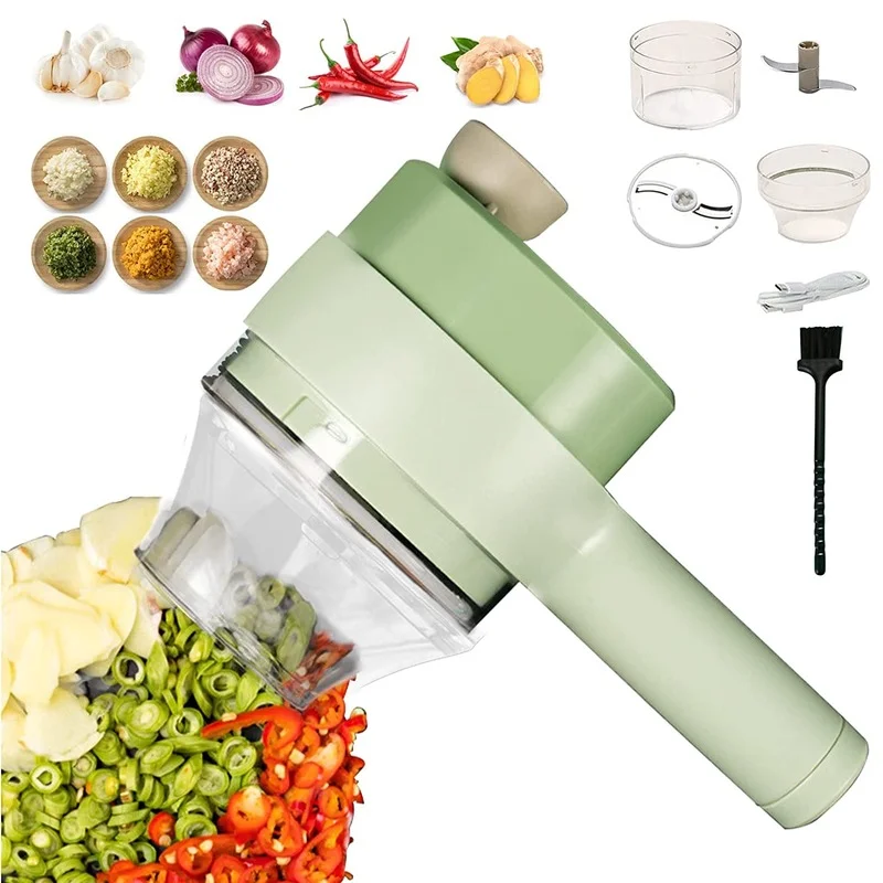 Multifunctional Wireless Electric Grinder - 4 in 1 Handheld Electric Vegetable Cutter Set Electric Food Chopper Garlic Slicer
Multifunctional Wireless Electric Grinder - 4 in 1 Handheld Electric Vegetable Cutter Set Electric Food Chopper Garlic Slicer