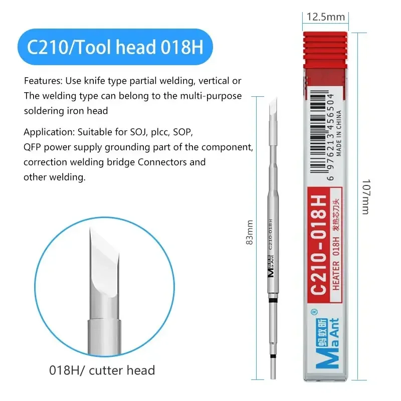 MaAnt C210-002/018/020H Паяльные жала Универсальная паяльная станция T210, совместимая с ручкой JBC SUGUN GVM, железное жало, нагревательный сердечник
MaAnt C210-002/018/020H Паяльные жала Универсальная паяльная станция T210, совместимая с ручкой JBC SUGUN GVM, железное жало, нагревательный сердечник
