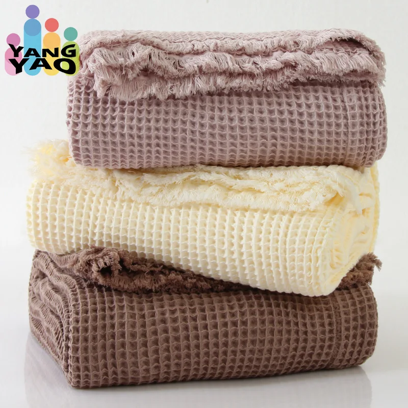 

Throw Blankets Waffle Plaid Blanket Manta Air Conditioner Sheets Summer Quilt on sofa Covers cobertor koc narzuta