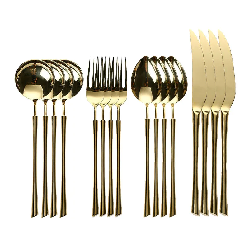 16pcs High-end Stainless Steel Cutlery Set Gold Dinnerware Western Food Royal Tableware Fruit Forks Knives Coffee Spoons Gift
16pcs High-end Stainless Steel Cutlery Set Gold Dinnerware Western Food Royal Tableware Fruit Forks Knives Coffee Spoons Gift