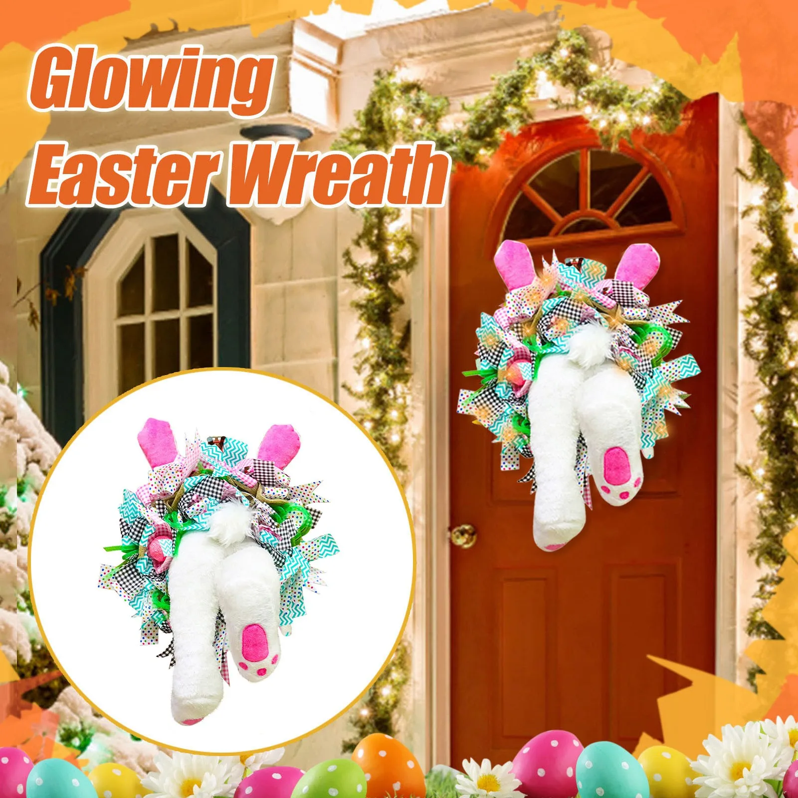Glowing Easter Bunny Butt With Pink White Ears Cartoon Bunny Shape Cute Decoration Wreaths Easter Valentine's Day with Lights
Glowing Easter Bunny Butt With Pink White Ears Cartoon Bunny Shape Cute Decoration Wreaths Easter Valentine's Day with Lights