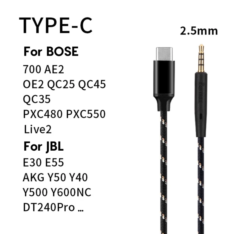 Quality Replacement Cable TYPE C to 2.5mm Cable for 700 QC25 QC35 QC45 AE2 Headphones Wire Enjoy Clear Sound DAC Chip
Quality Replacement Cable TYPE C to 2.5mm Cable for 700 QC25 QC35 QC45 AE2 Headphones Wire Enjoy Clear Sound DAC Chip