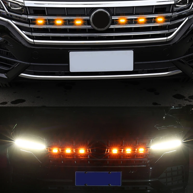 19-22 new touareg air intake grille yellow lights LED daytime running lights atmosphere of warning lights, grille lamp modified
19-22 new touareg air intake grille yellow lights LED daytime running lights atmosphere of warning lights, grille lamp modified