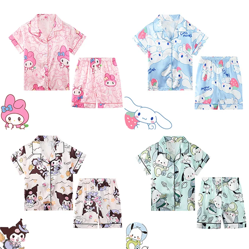 Cute Anime Sanrios Summer Kids Ice Silk Pajamas Kawaii MyMelody Kuromi Cinnamoroll Cartoon Short Sleeve Cardigan Loungewear Set
Cute Anime Sanrios Summer Kids Ice Silk Pajamas Kawaii MyMelody Kuromi Cinnamoroll Cartoon Short Sleeve Cardigan Loungewear Set